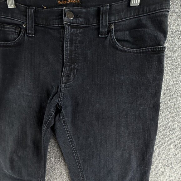 Nudie Jeans Tube Kelly Black Black Cotton Stretch Denim Jeans Adult ACTL 32X32 - Picture 3 of 16